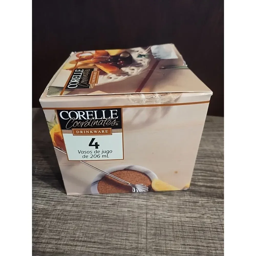 Vintage Corelle CALLAWAY Juice Glasses 7 oz NEW IN Box PACKAGE Set of 4 Ivy Leaf - Picture 2 of 5